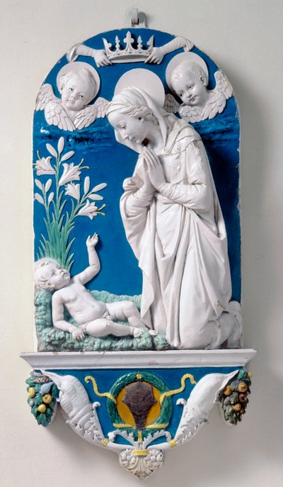 Madona z lilií, Klanění dítěte od Andrea Della Robbia