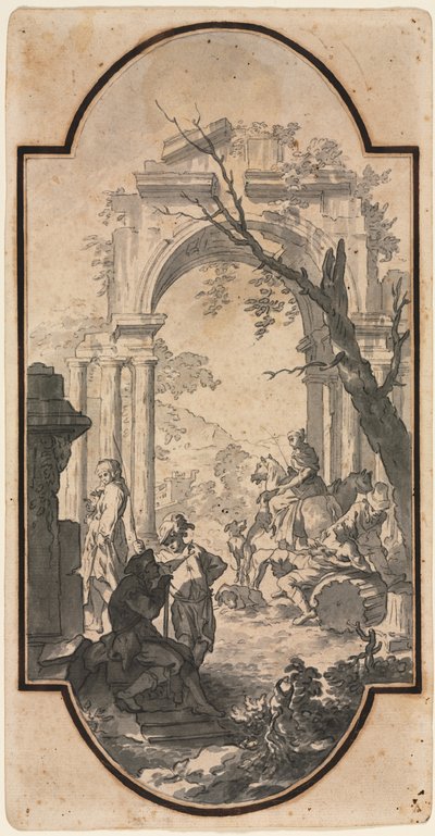 Triumfální oblouk a postavy, první polovina 1700. od Andrea Locatelli