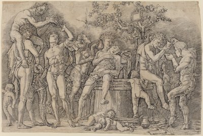 Bacchanal s kádí na víno od Andrea Mantegna