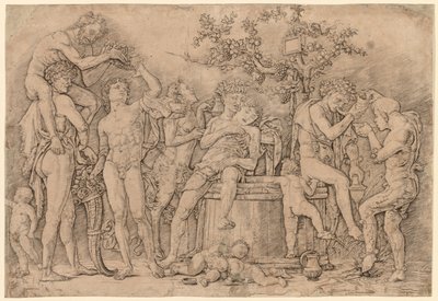 Bacchanal s kádí na víno od Andrea Mantegna