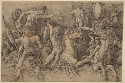 Bitva mořských bohů [levá polovina] od Andrea Mantegna