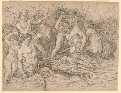 Bitva bohů moře, pravá polovina od Andrea Mantegna