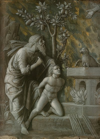 Oběť Izáka. Kolem 1490-95 od Andrea Mantegna