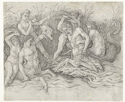 Bitva mezi tritony s nereidami na zádech Bitva mořských bohů od Andrea Mantegna