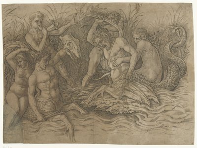 Bitva mezi tritony s nereidami na zádech Bitva mořských bohů od Andrea Mantegna