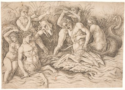 Bitva bohů moře, pravá polovina od Andrea Mantegna