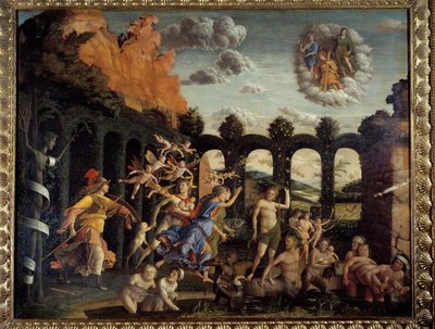 Minerva pronásleduje neřesti ze zahrady Vertu Obraz Andrea Mantegna (1431-1506) 15. století Sun. 1,6x1,92 m od Andrea Mantegna