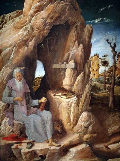 Svatý Jeroným kajícník na poušti od Andrea Mantegna