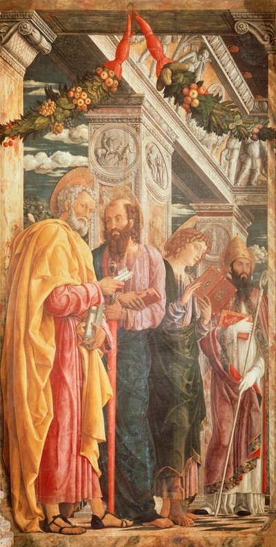 Svatí Petr a Pavel a dva svatí, detail z oltáře San Zeno od Andrea Mantegna