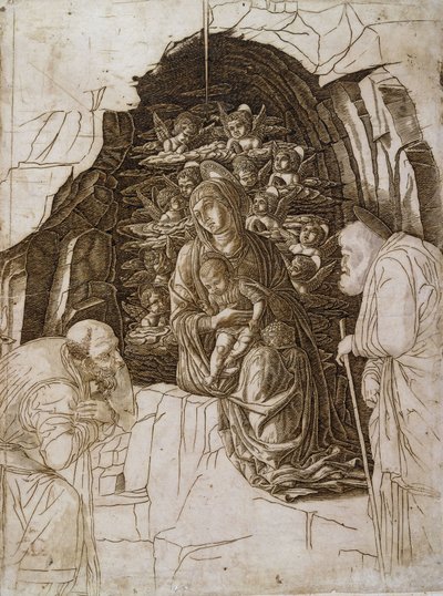 Klanění tří králů: Panna v jeskyni, c.1475-80 od Andrea Mantegna