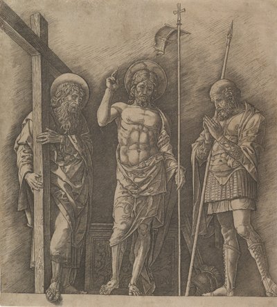Vzkříšený Kristus mezi Saint Andrew a Saint Longinus, ca. 1472. od Andrea Mantegna