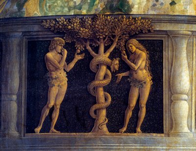 Panna s dítětem obklopená šesti svatými a uctívaná markýzem z Mantovy, Františkem II. z Gonzagy (1466-1519) Detail představující temp od Andrea Mantegna