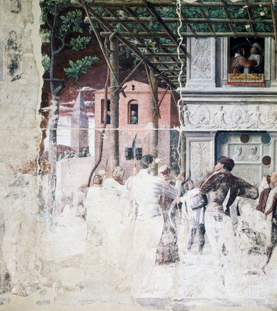 Odsouzení svatého Kryštofa, detail z Umučení svatého Kryštofa od Andrea Mantegna