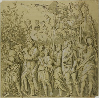 Triumfy Julia Caesara: Plátno č. VII od Andrea Mantegna