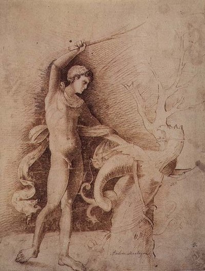 Mladý muž bojuje s drakem od Andrea Mantegna