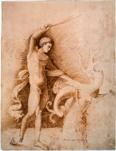 Mladý muž bojující s drakem, konec 15. století od Andrea Mantegna