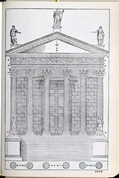 Elevace of the Temple of Nimes, ilustrace z faksimilní kopie 