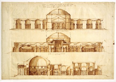 Projekt rekonstrukce lázní Agrippa, Řím, ca. 1550 od Andrea Palladio