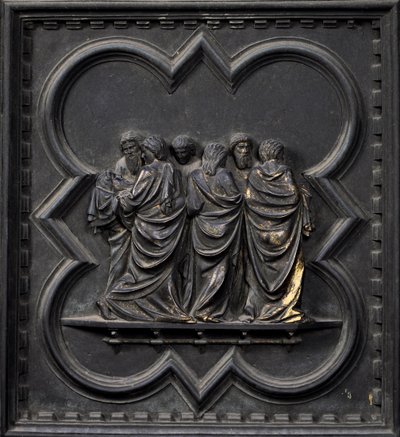 Přeprava těla svatého Jana Křtitele, devatenáctý panel jižních dveří baptisteria San Giovanni, 1336 (bronz) od Andrea Pisano