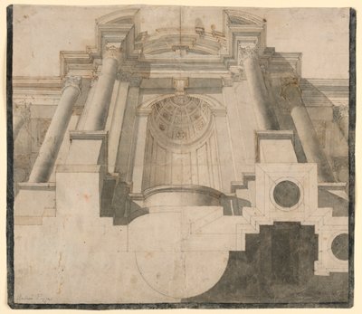 Architektura viděná zespodu, návrh pro desku 55 v "Perspectives of Painters and Architects" Andrea Pozzo od Andrea Pozzo