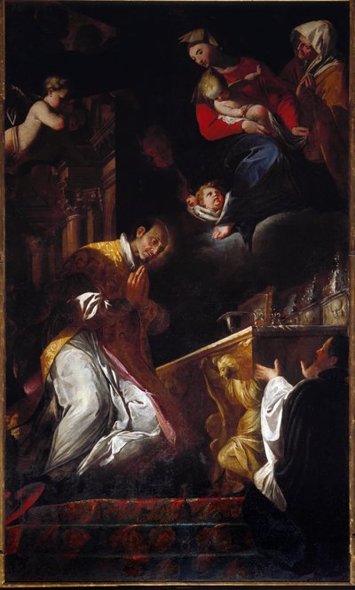 Reprezentace San Francesco Borgia (Saint Francois Borgia) (1510-1572) Jezuita a španělský svatý Obraz Andrea Pozzo (1642-1709) Genes, Kostel Santi Andrea e Ambrogio od Andrea Pozzo