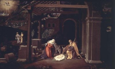 Narození Páně a Zvěstování pastýřům od Andrea Previtali