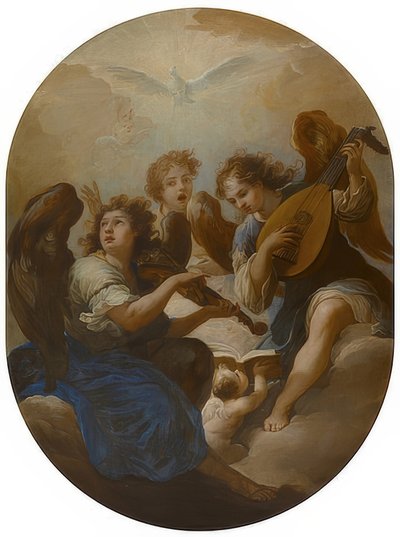 Tři andělé hrající hudbu. Před rokem 1720 od Andrea Procaccini