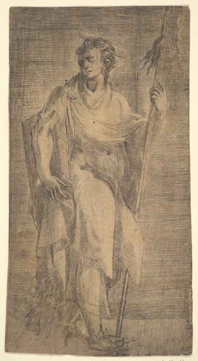 Světec, možná Matouš, držící hůl a knihu, ca. 1540-50. od Andrea Schiavone