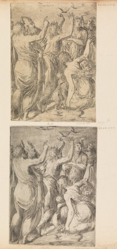 Mojžíš ukazuje křepelky Izraelitům, ca. 1545. od Andrea Schiavone