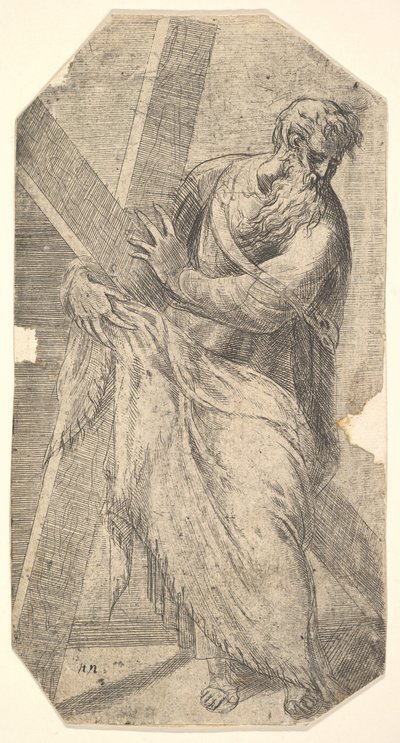Svatý Ondřej drží velký kříž, z „Krista a apoštolů“, ca. 1548-50. od Andrea Schiavone