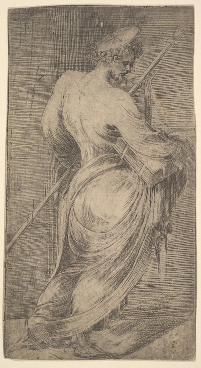 Saint James Major drží hůl a knihu obrácenou vpravo, od Krista a Apo..., ca. 1548-50. od Andrea Schiavone
