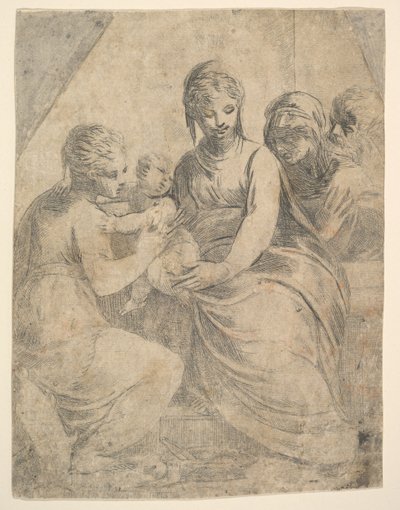 Panna a dítě v doprovodu svatých, ca. 1540-50. od Andrea Schiavone
