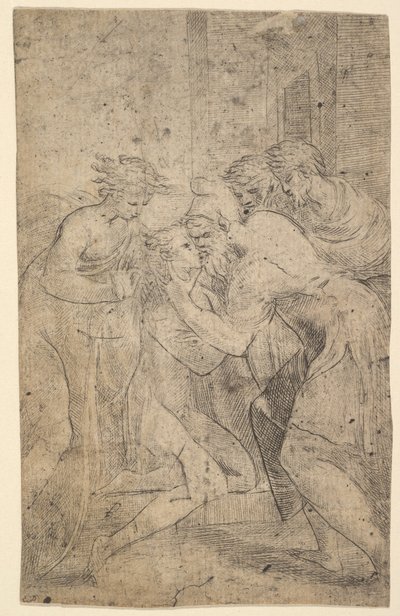 Návrat marnotratného syna, který padne svému otci k nohám, ca. 1536-40. od Andrea Schiavone