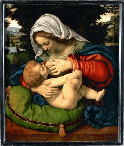 La Vierge au coussin vert - Madona se zeleným polštářkem ... od Andrea Solario