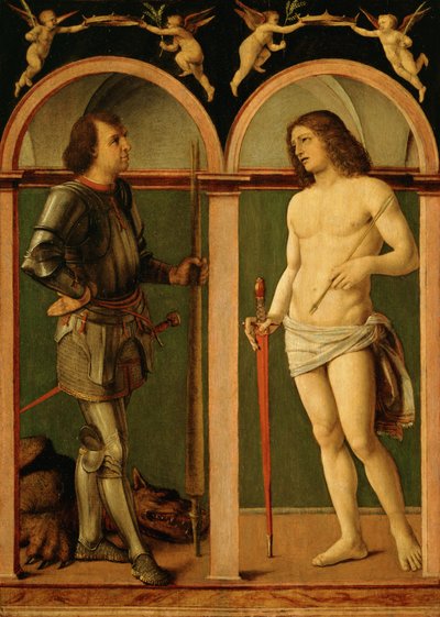 Svatý Jiří a Svatý Šebestián (olej na dřevěné desce) od Andrea Solario