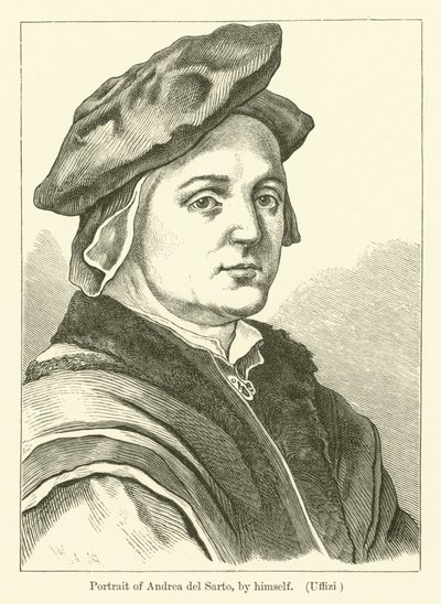 Autoportrét italského malíře Andrea del Sarto (rytina) od Andrea del (after) Sarto