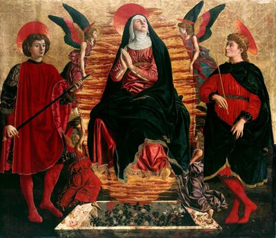 Nanebevzetí Panny Marie se svatými Julianem a Miniasem, 1449-1450 od Andrea del Castagno