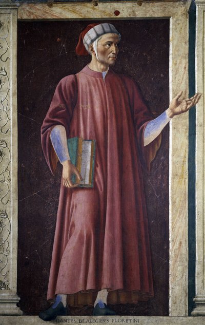 Dante Alighieri ze série slavných mužů a žen Villa Carducci, kolem 1450 (freska položená na plátně) od Andrea del Castagno