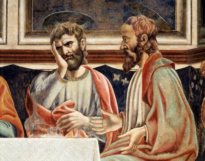 Poslední večeře, detail Jakuba, syna Alfea a Šimona (Fresco od Andrea del Castagno