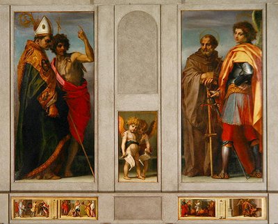 Oltářní obraz se čtyřmi svatými: Archanděl, Michael, John Gualberto, Bernard a John The Baptist, 1528 od Andrea del Sarto