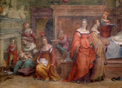 Narození Panny Marie (Detail Fresco od Andrea del Sarto