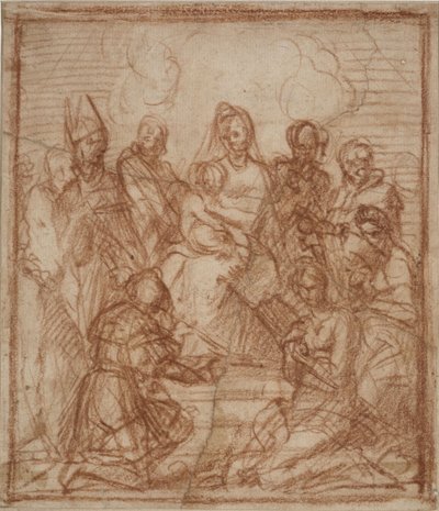 Intronizovaná Madona s dítětem a osmi svatými Studie kompozice, 1528 od Andrea del Sarto