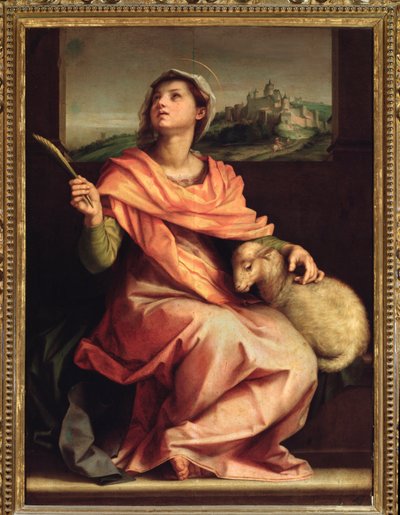 Santa Agnes Římská, oltářní obraz svaté Anežky (obraz, 1525-1528) od Andrea del Sarto
