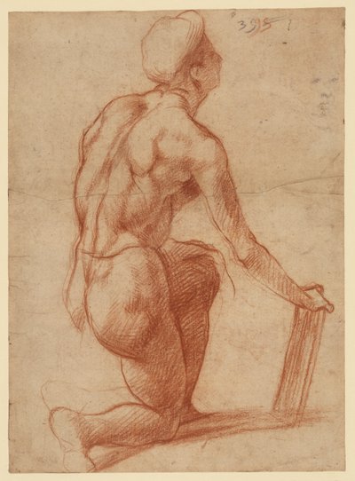 Studie klečící postavy se skicou obličeje (recto); figurální studie a obličej (verso) od Andrea del Sarto