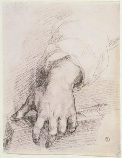 Studie ruky pro Madonu s harfou (křída na papíře) od Andrea del Sarto