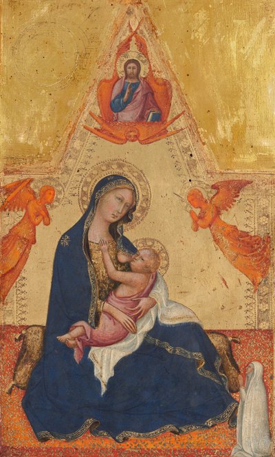 Madona pokory, Žehnající Kristus, Dva andělé a dárce [avers] od Andrea di Bartolo