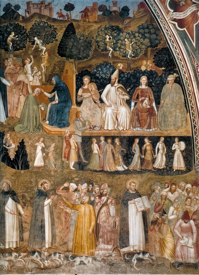 Triumph of the Church, Church Militant and Triumphant Alternativní názvy:  Alegorie činné a vítězné církve a dominikánského řádu od Andrea di Bonaiuto