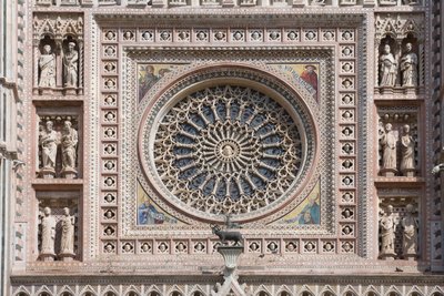 Růžové okno, katedrála Santa Maria Assunta, Orvieto, Umbrie, Itálie od Andrea di Cione Orcagna