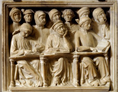 Pohřební oblouk Bartolomea da Saliceto: studenti navštěvující kurz (sochařství od Andrea di Piero Ferrucci