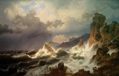 Mořská bouře na norském pobřeží od Andreas Achenbach